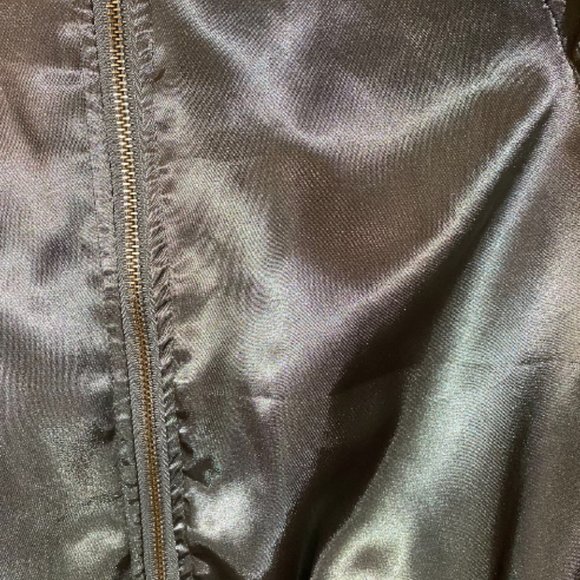 Olive Green Silk Bomber Light Jacket - Picture 3 of 4